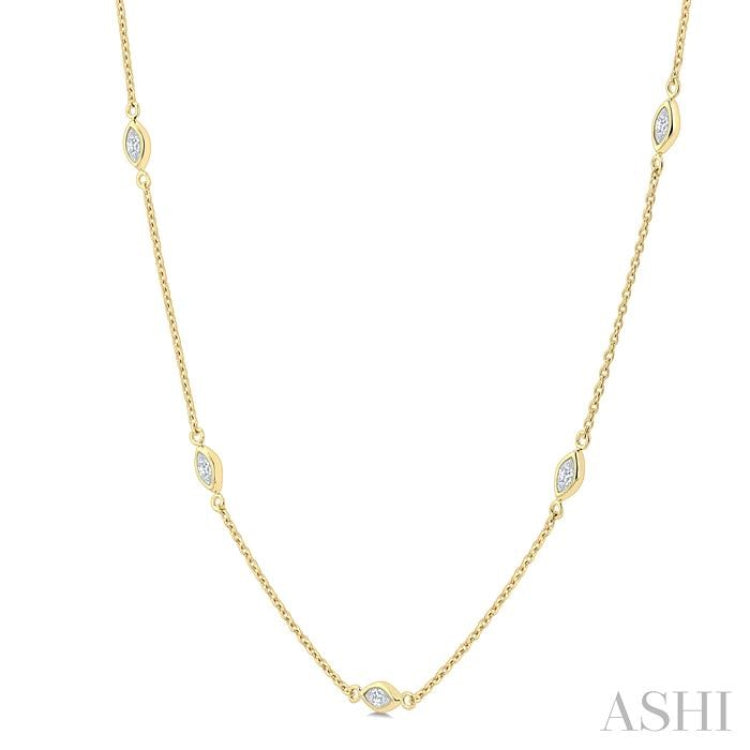 1/2 Ctw Marquise Cut Diamond Station Necklace in 14K Yellow Gold