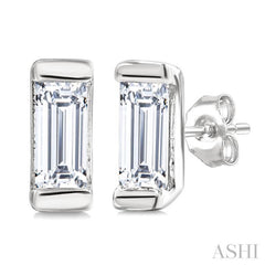 1/10 Ctw Baguette Diamond Petite Fashion Earrings in 10K White Gold