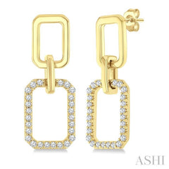 1/3 Ctw Octagonal Shape Link Round Cut Diamond Fashion Earrings in 10K Yellow Gold