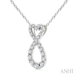 1/4 Ctw Heart Shape Round Cut Diamond Infinity Fashion Pendant With Chain in 10K White Gold