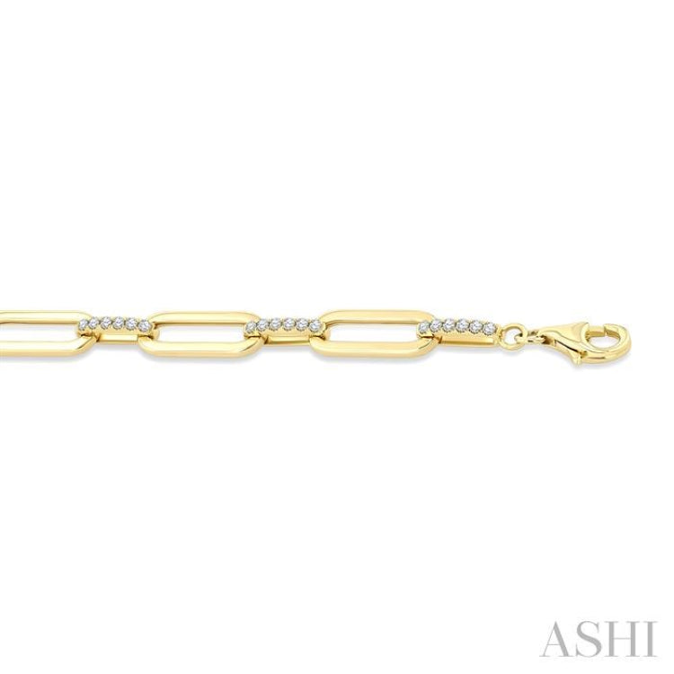 3/4 Ctw Paperclip Link Round Cut Diamond Fashion Bracelet in 14K Yellow Gold