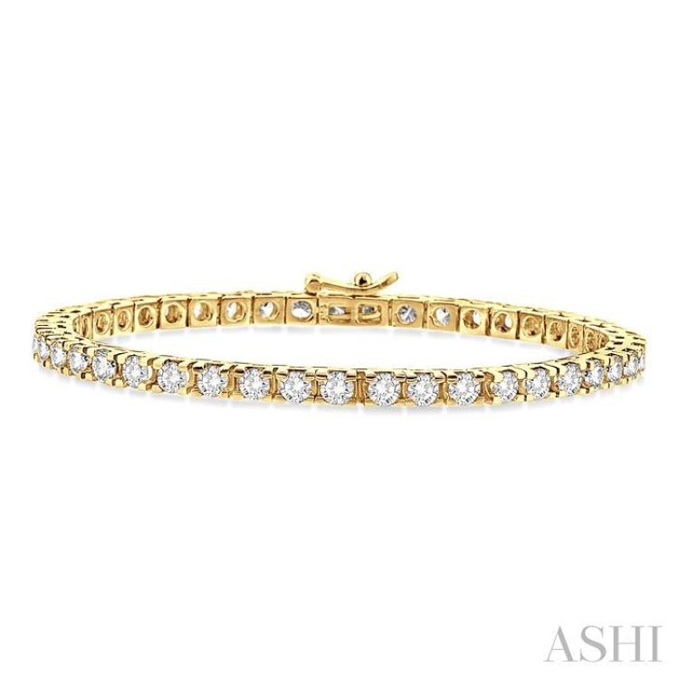 6 Ctw Square Shape Round Cut Diamond Tennis Bracelet in 14K Yellow gold