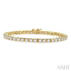 6 Ctw Square Shape Round Cut Diamond Tennis Bracelet in 14K Yellow gold