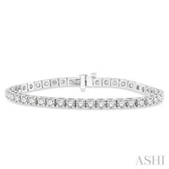 7 Ctw Square Shape Round Cut Diamond Tennis Bracelet in 14K White Gold