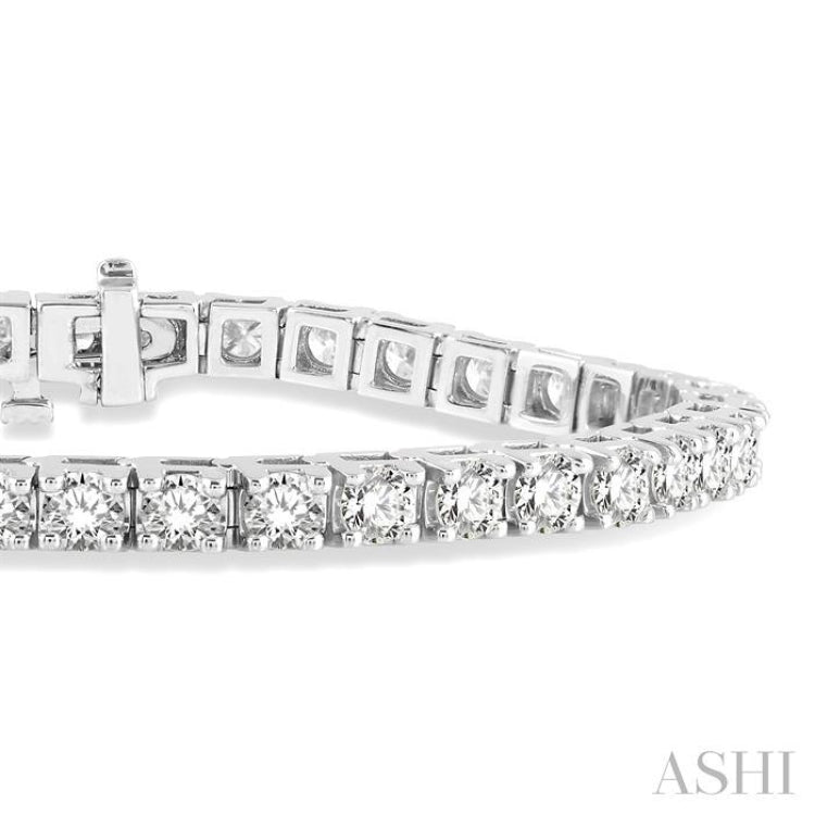 7 Ctw Square Shape Round Cut Diamond Tennis Bracelet in 14K White Gold