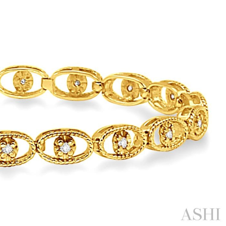 1/4 Ctw Oval Shape Round Cut Diamond Link Bracelet in 10K Yellow Gold
