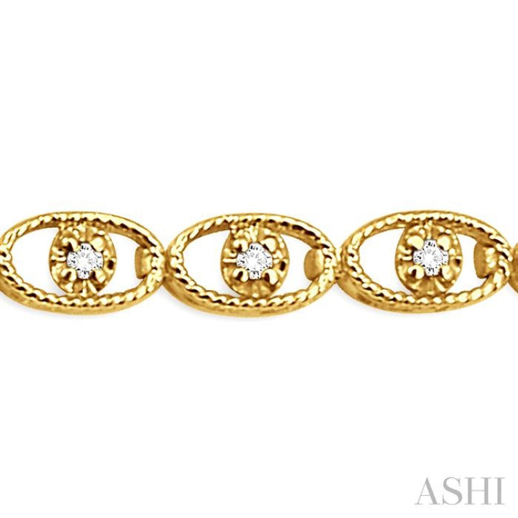 1/4 Ctw Oval Shape Round Cut Diamond Link Bracelet in 10K Yellow Gold