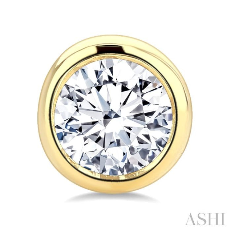 1/4 Ctw Bezel Set Round Cut Diamond Stud Earrings in 14K Yellow Gold
