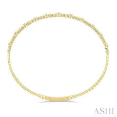 1 Ctw Halfway Prong Set Round Cut Diamond Flex Bangle in 14K Yellow Gold