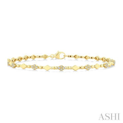 1/4 Ctw Kite Mount & Bead Link Round Cut Diamond Fashion Bracelet in 10K Yellow Gold