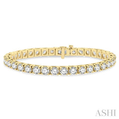 12 Ctw Square Shape Round Cut Diamond Tennis Bracelet in 14K Yellow Gold