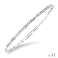 3/4 Ctw Round Cut Diamond Illusion Flex Bangle in 14K White Gold