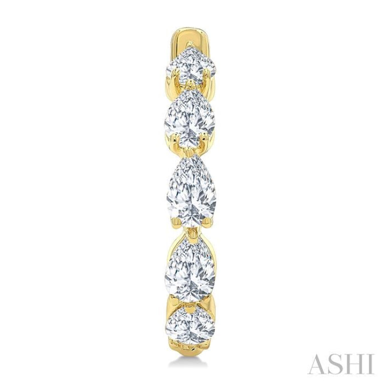 3/4 Ctw Pear Cut Diamond Link Fashion Half Hoop Earrings in 14K Yellow Gold