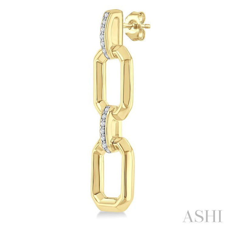 1/10 Ctw Bold Octagonal Link Round Cut Diamond Fashion Earring in Yellow Gold Vermeil