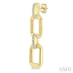1/10 Ctw Bold Octagonal Link Round Cut Diamond Fashion Earring in Yellow Gold Vermeil