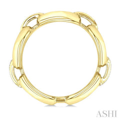 1/20 Ctw Bold Oval Link Round Cut Diamond Fashion Ring in Yellow Gold Vermeil