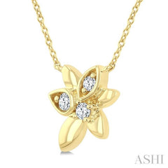 1/6 Ctw Starlit Petals Round Cut Diamond Fashion Pendant With Chain in 10K Yellow Gold