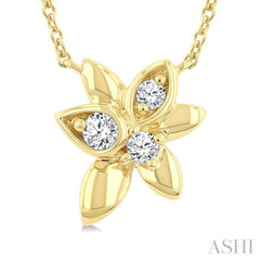 1/6 Ctw Starlit Petals Round Cut Diamond Fashion Pendant With Chain in 10K Yellow Gold