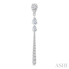 7/8 Ctw Pear and Round Cut Diamond Dangle Fashion Long earrings in 14K White Gold