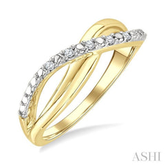 1/20 Ctw Split Crisscross Round Cut Diamond Fashion Ring in Yellow Gold Vermeil