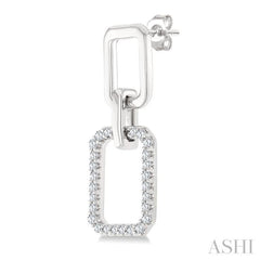 1/3 Ctw Octagonal Shape Link Round Cut Diamond Fashion Earring in 10K White Gold