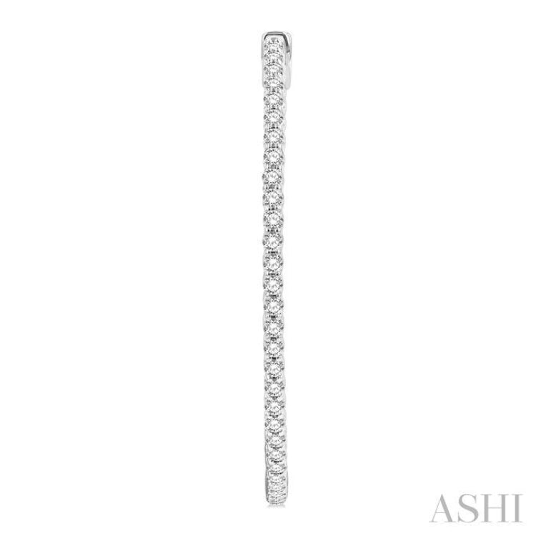 2 Ctw Inside & Outside Round Cut Diamond Hoop Earrings in 14K White Gold