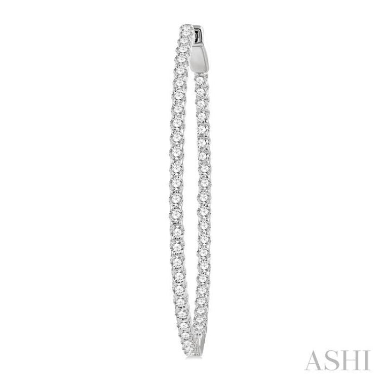 2 Ctw Inside & Outside Round Cut Diamond Hoop Earrings in 14K White Gold