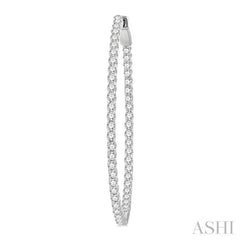 2 Ctw Inside & Outside Round Cut Diamond Hoop Earrings in 14K White Gold