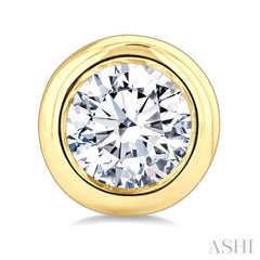 1/2 Ctw Bezel Set Round Cut Diamond Stud Earrings in 14K Yellow Gold