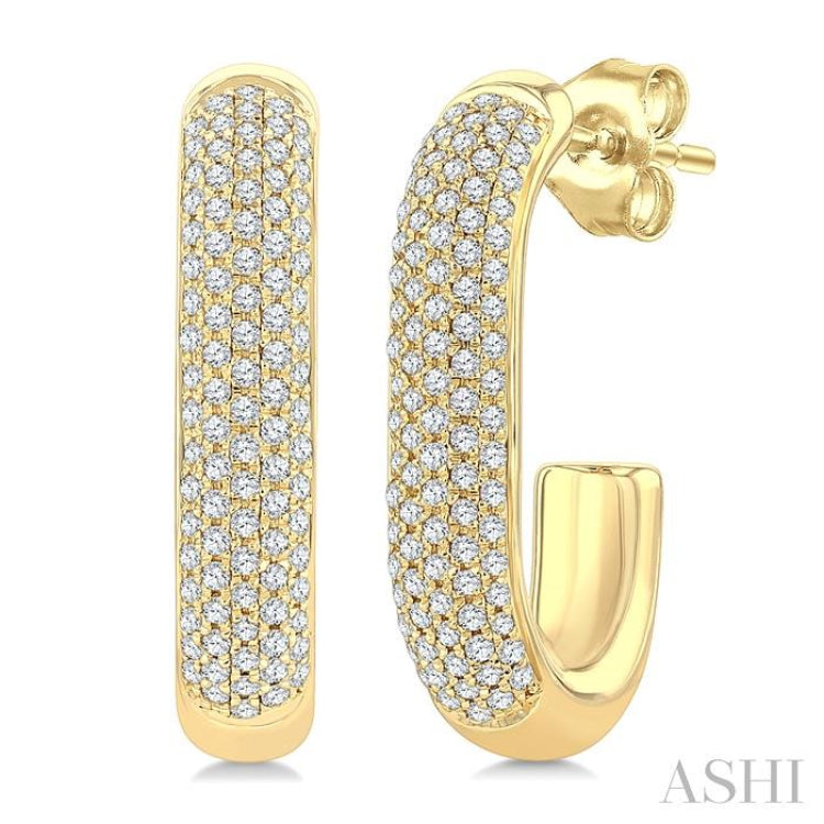 3/8 Ctw 5-Row Pave Set Round Cut Diamond Aeris Gold Fashion Half Hoop Earrings in 14K Yellow Gold