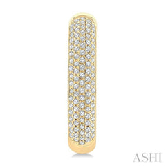 3/8 Ctw 5-Row Pave Set Round Cut Diamond Aeris Gold Fashion Half Hoop Earrings in 14K Yellow Gold