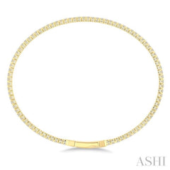 1 Ctw Round Cut Diamond Fullway Straight Flex Bangle in 14K Yellow Gold