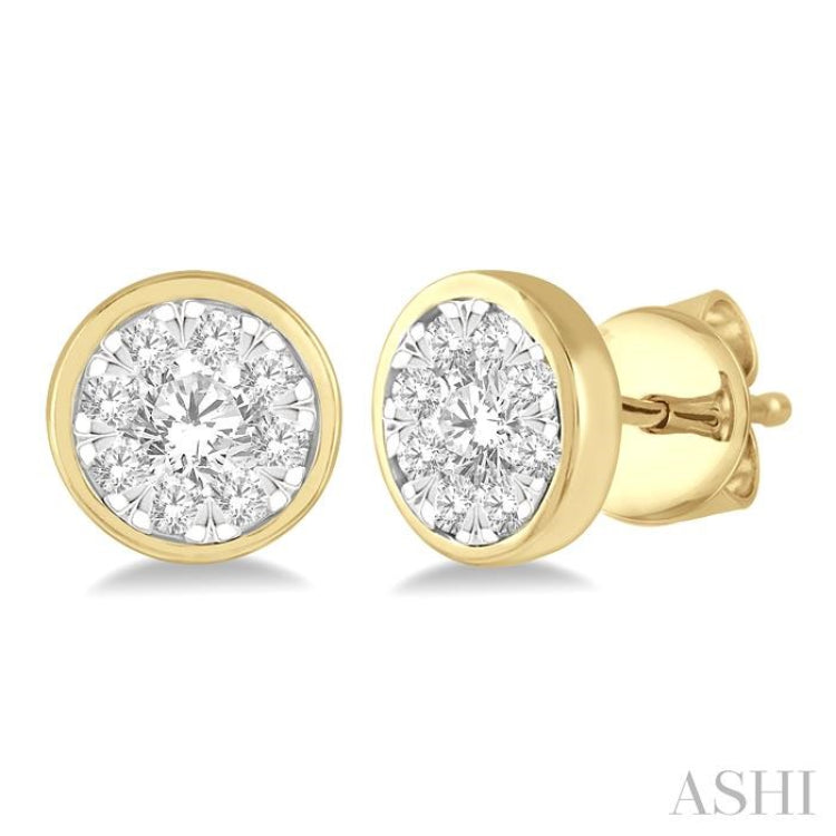 1/2 Ctw Lovebright Round Cut Diamond Stud Earrings in 14K Yellow and White Gold