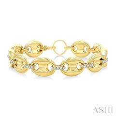 5/8 Ctw Bold Mariner Link Round Cut Diamond Aeris Gold Fashion Bracelet in 14K Yellow Gold