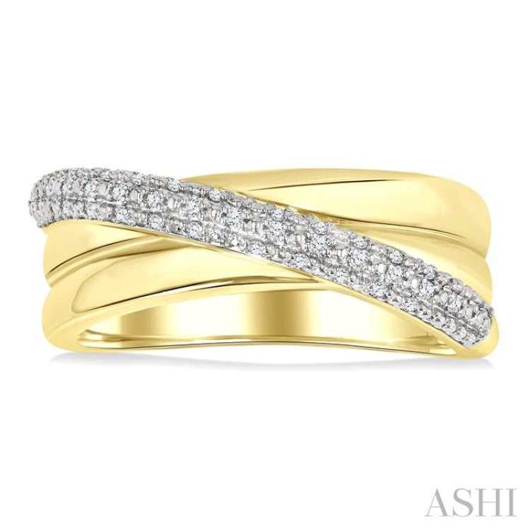 1/8 Ctw Bold Crisscross Round Cut Diamond Fashion Band in Yellow Gold Vermeil