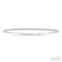 1/2 Ctw Halfway Baguette Center and Round Cut Diamond Flex Bangle in 14K White Gold