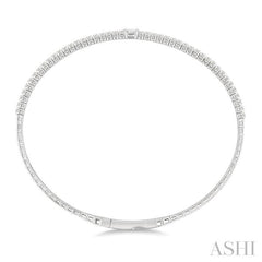 1/2 Ctw Halfway Baguette Center and Round Cut Diamond Flex Bangle in 14K White Gold