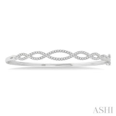 3/4 Ctw Open Infinity Round Cut Diamond Fashion Bangle in 14K White Gold