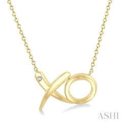 1/50 Ctw 'XO' Motif Round Cut Diamond Fashion Pendant With Chain in Yellow Gold Vermeil