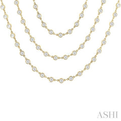 20 Ctw Bezel Set Round Cut Diamond Layered 60-Inch Necklace in 14K Yellow Gold