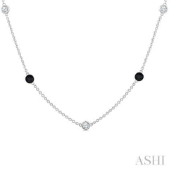 1 Ctw Round Cut Black and White Diamond Station Necklace in 14K White Gold