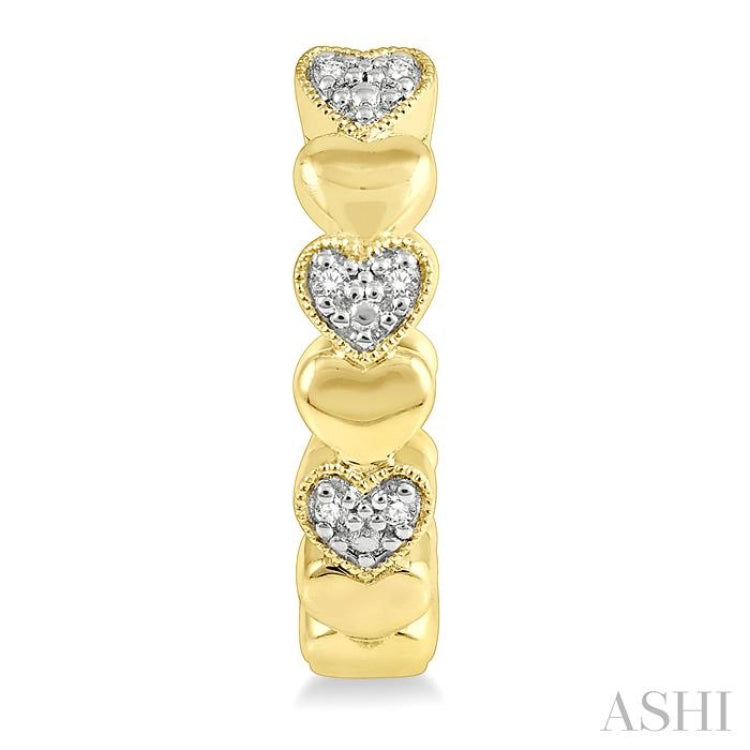 1/20 Ctw Puffed Heart Round Cut Diamond Hoop Earrings in Yellow Gold Vermeil