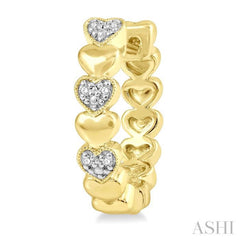 1/20 Ctw Puffed Heart Round Cut Diamond Hoop Earrings in Yellow Gold Vermeil