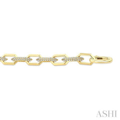 3 Ctw Open Window Hexagon Link Round Cut Diamond Aeris Gold Fashion Bracelet in 14K Yellow Gold