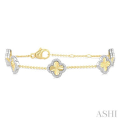 1/3 Ctw Fluted Clover Round Cut Diamond Pirouette Fashion Bracelet in 14K Yellow and White Gold