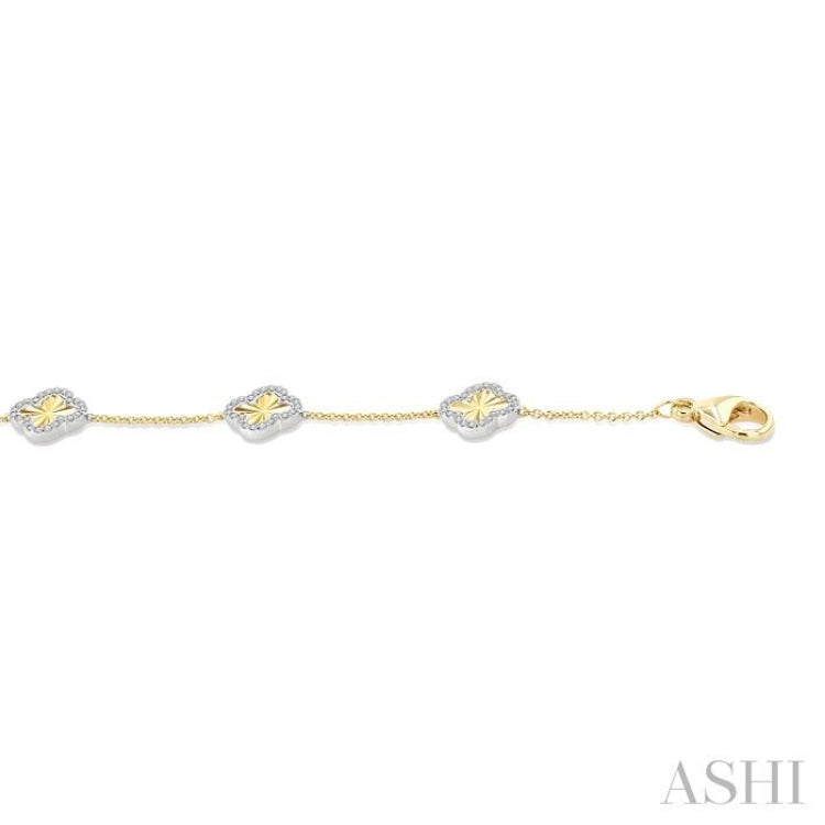 1/3 Ctw Fluted Clover Round Cut Diamond Pirouette Fashion Bracelet in 14K Yellow and White Gold