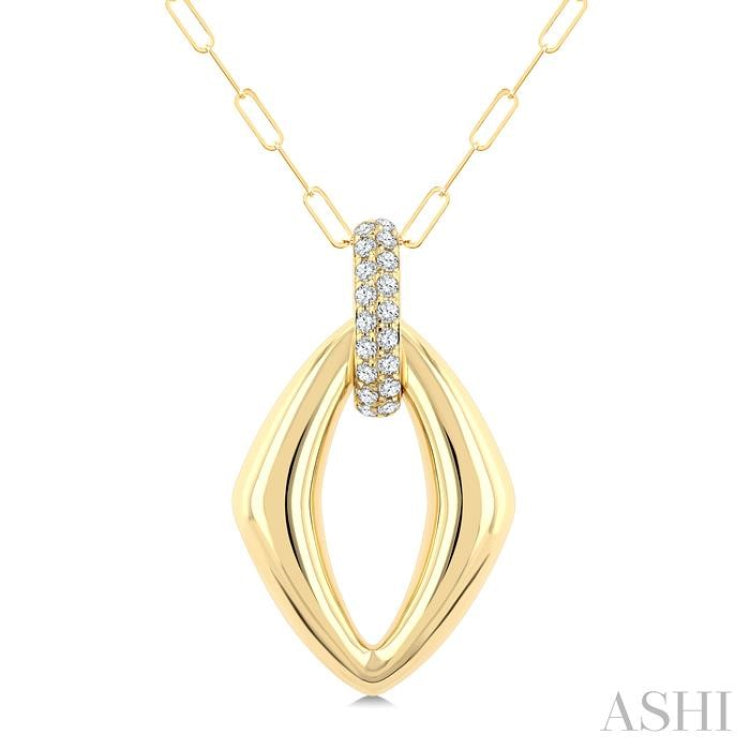 1/4 Ctw Open Window Marquise Shape Round Cut Diamond Aeris Gold Fashion Pendant With Chain in 14K Yellow Gold