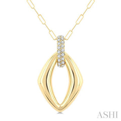 1/4 Ctw Open Window Marquise Shape Round Cut Diamond Aeris Gold Fashion Pendant With Chain in 14K Yellow Gold