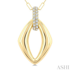 1/4 Ctw Open Window Marquise Shape Round Cut Diamond Aeris Gold Fashion Pendant With Chain in 14K Yellow Gold
