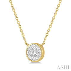 3/4 Ctw Round Shape Lovebright Diamond Pendant With Chain in 14K Yellow and White Gold